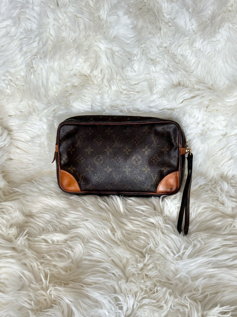 Louis Vuitton Brown Monogram Marly Dragonne GM Toiletry Pouch Clutch Tan Trim - Picture 2 of 11